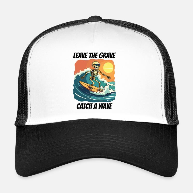 Surfing Surfing Skeleton Fun Cool Beach Vacation Trucker Cap