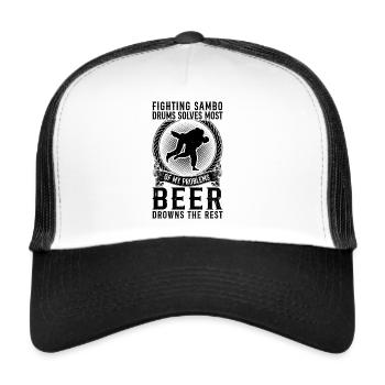 Funny Sambo Quotes Sambo Wrestler Sambo fighter - Trucker Cap - white/black - Front