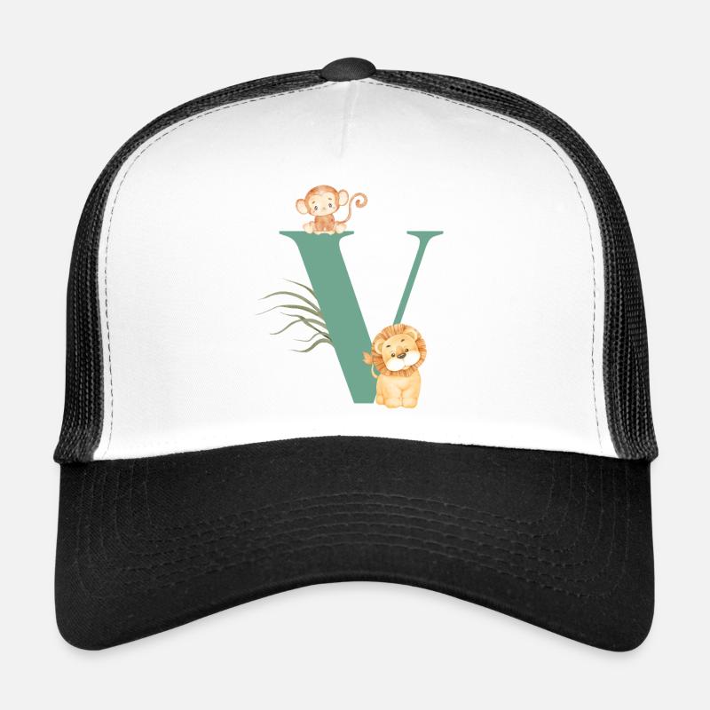 Lettre v vert animaux jungle Casquette trucker 