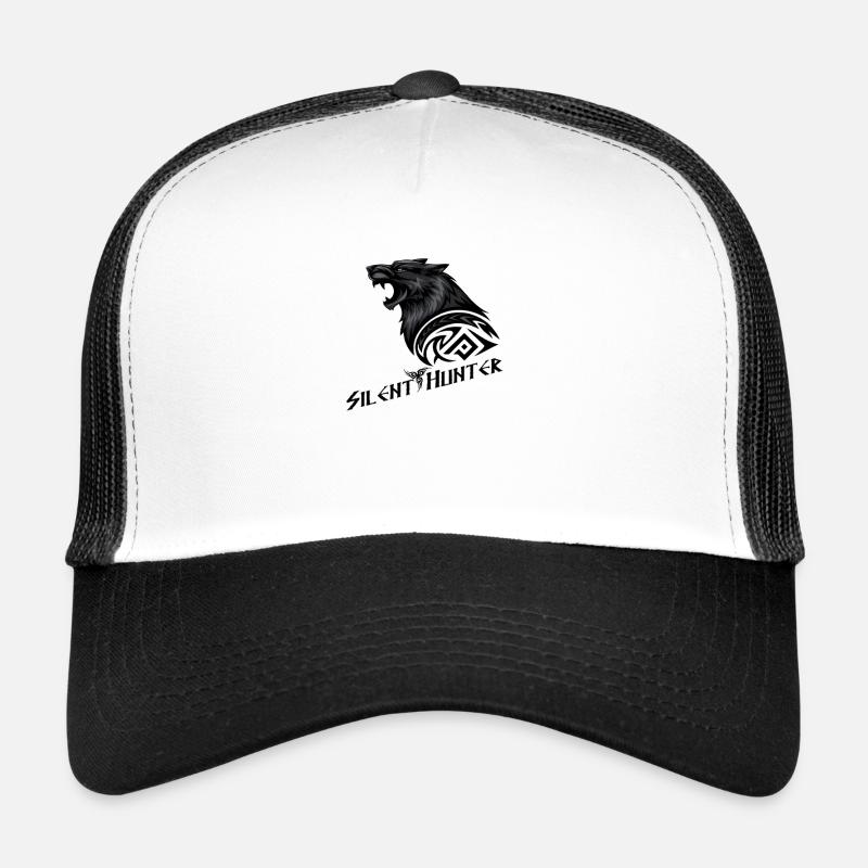 Silent Hunter: Wolf with Tribal Mark Trucker Cap