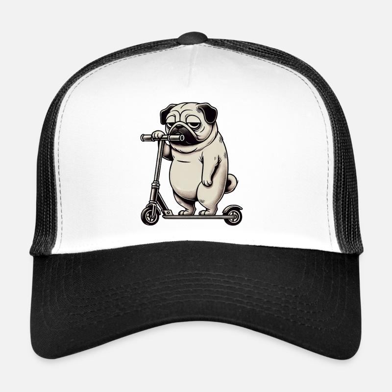 Drôle Pug Scooter Trottinette Kickroller Casquette trucker 
