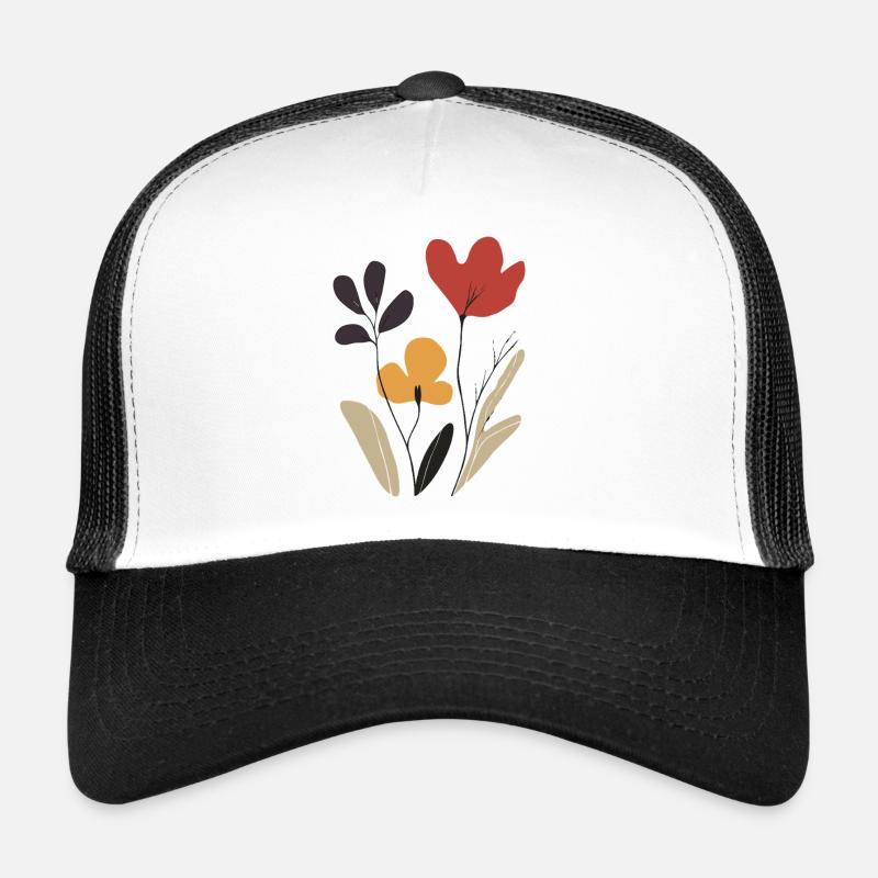 Abstrakte Blüte Blumen Kunst: Farbenfroh & Sommer - Trucker Cap - Weiß/Schwarz