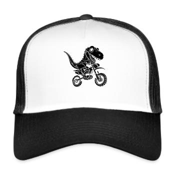 Dino Motocross Dinosaur T-Rex Dinosaur - Trucker Cap - Weiß/Schwarz - Vorne