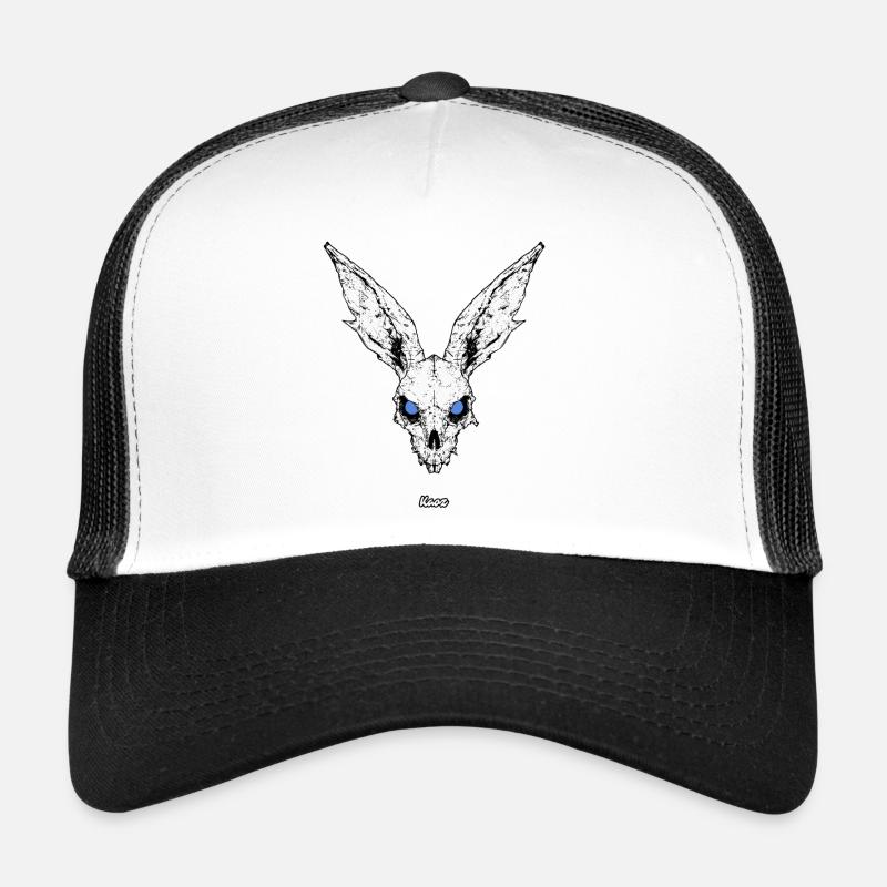 Dark skull bunny with blue eyes Trucker Cap