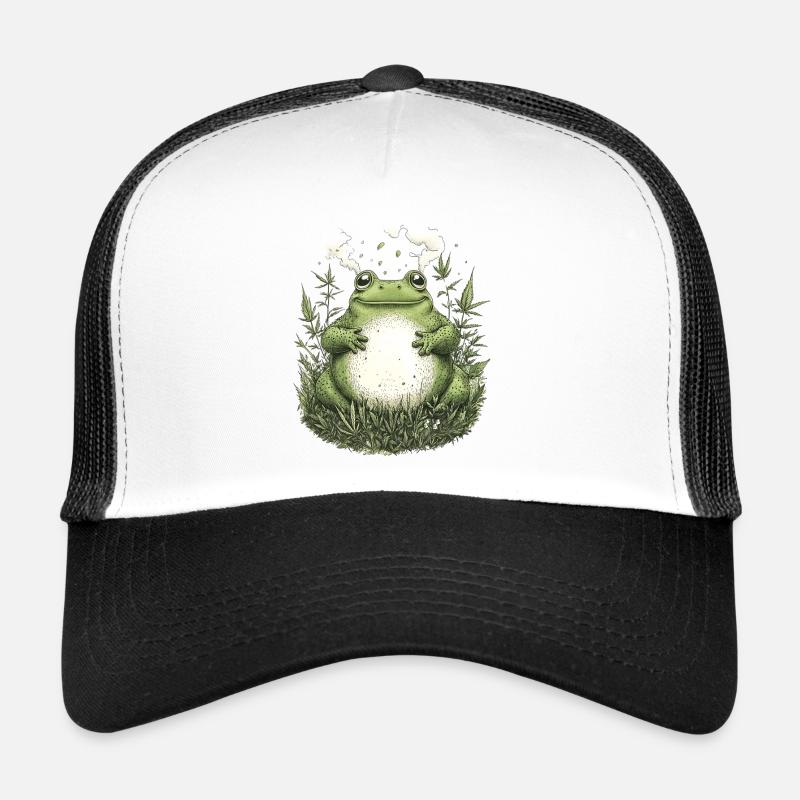Grenouille défoncée dans l’herbe - Weed Frog Design Casquette trucker 