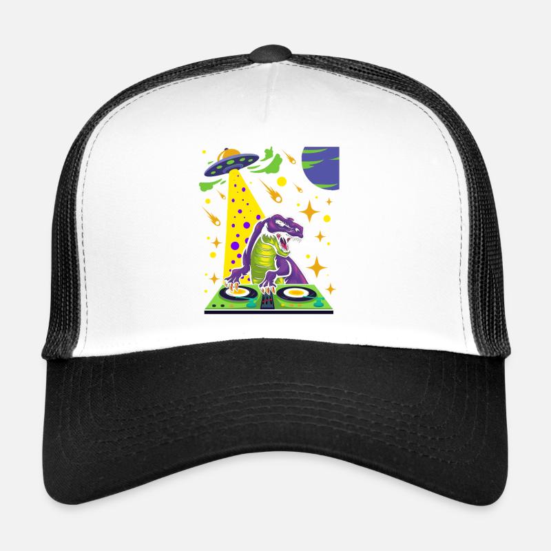 Dinosaurier Mit Retro Vintage Nerd Geek Dino T-Rex - Trucker Cap - Weiß/Schwarz