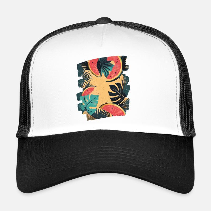 Summer Watermelon and Palm Trees Trucker Cap