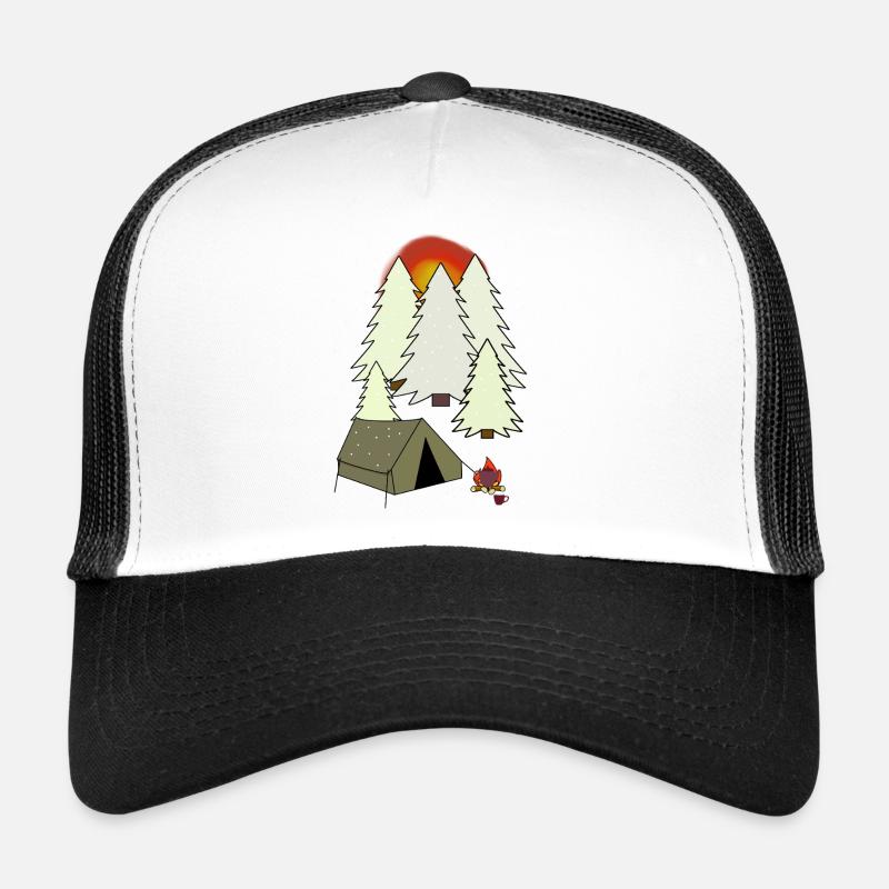 Forest Winter Camping Camping Campfire Trucker Cap