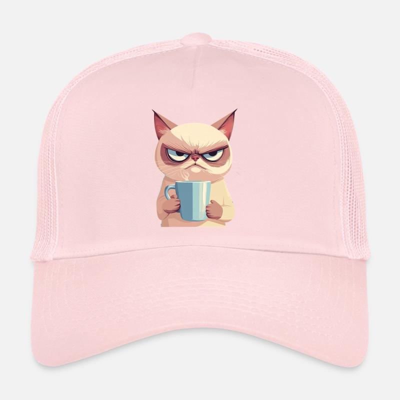Style : Chat avec du café Casquette trucker 