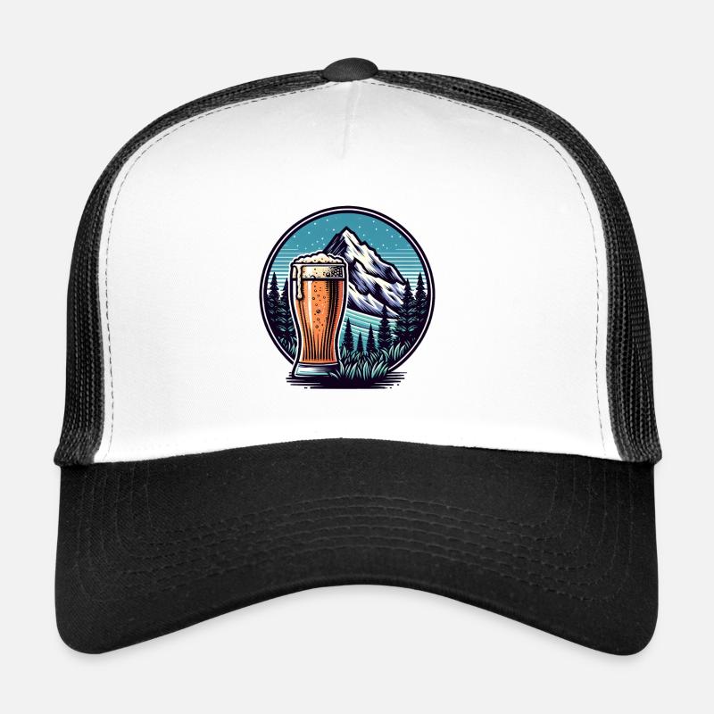 Mountain view with beer glass Trucker Cap