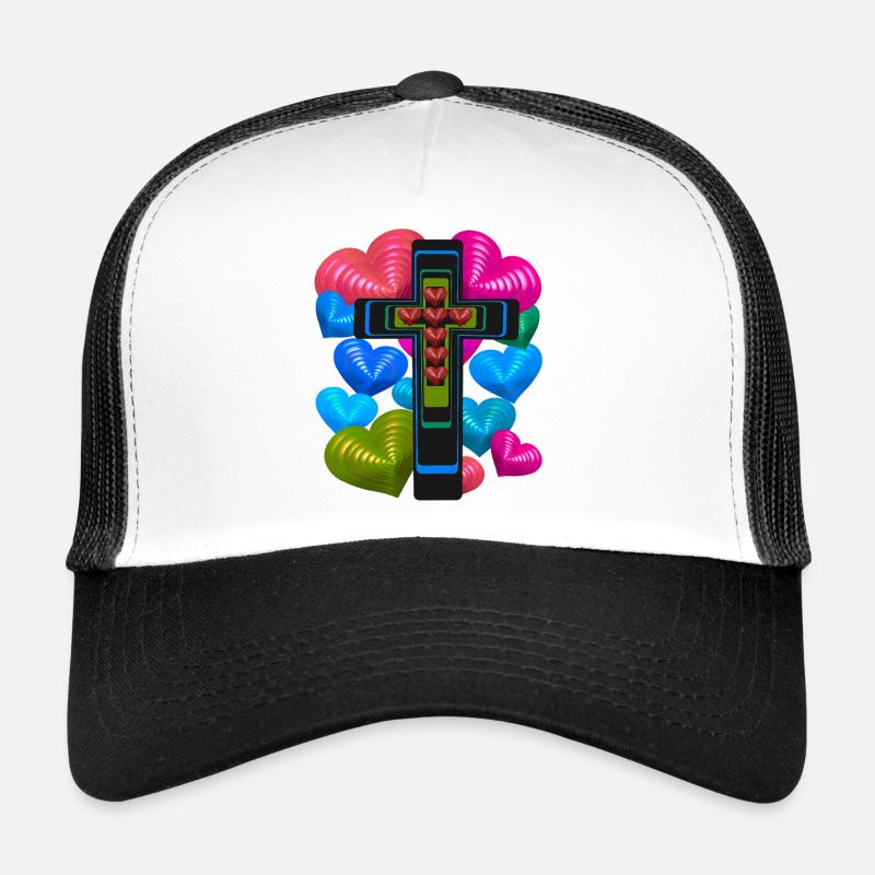 Croix Croix Cœur Cœurs Jésus Casquette trucker 