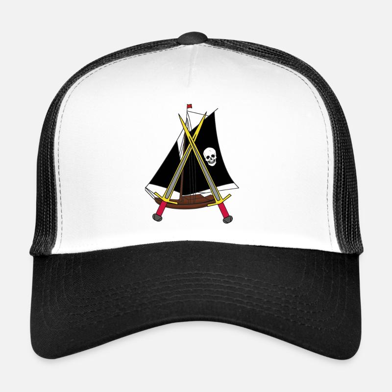 Schiff Schiffe Piraten Piratenschiff - Trucker Cap - Weiß/Schwarz