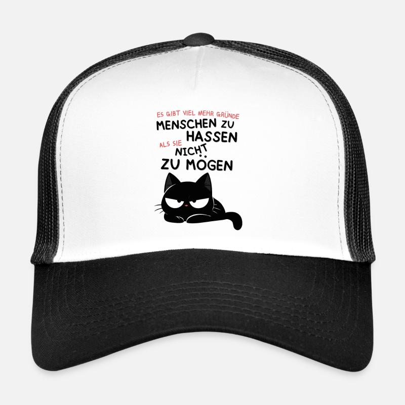 Schwarze Katze hasst Menschen – Zynisch & Lustig Trucker Cap