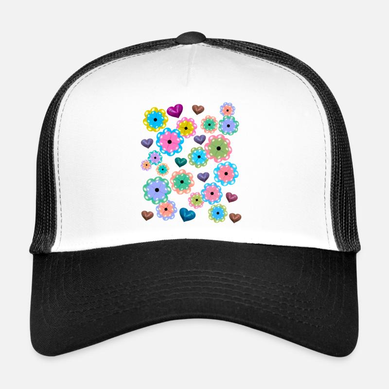 Printemps Début Printemps Fleurs Fleur Coeur Coeurs Casquette trucker 