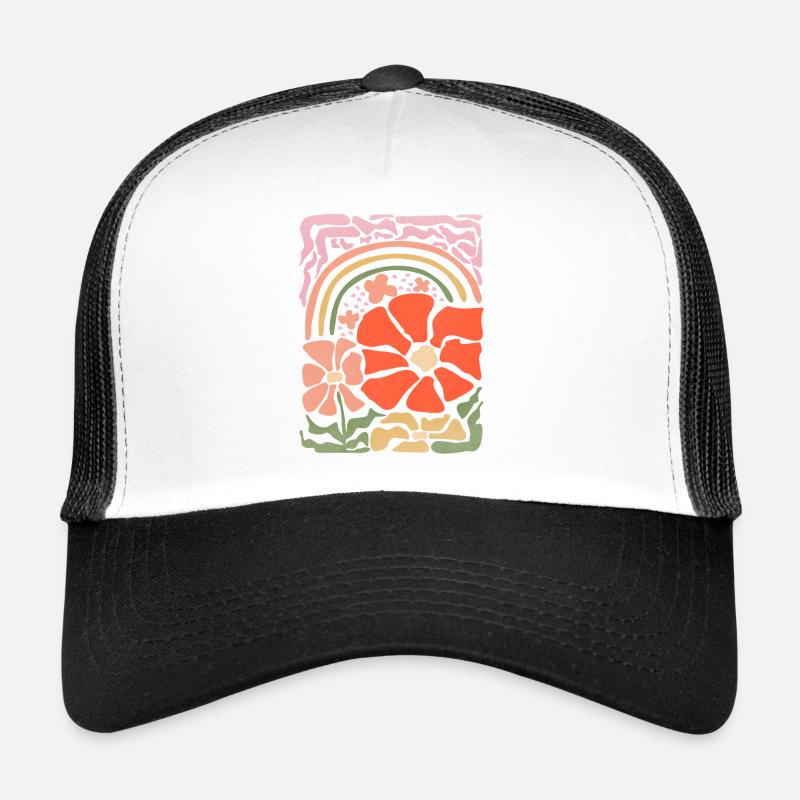 Blumen Regenbogen Statement Retro Stil Trucker Cap