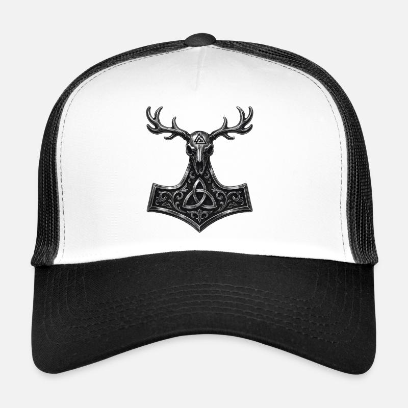 Crâne de cerf Valknut | Symbole païen de Mjölnir Casquette trucker 