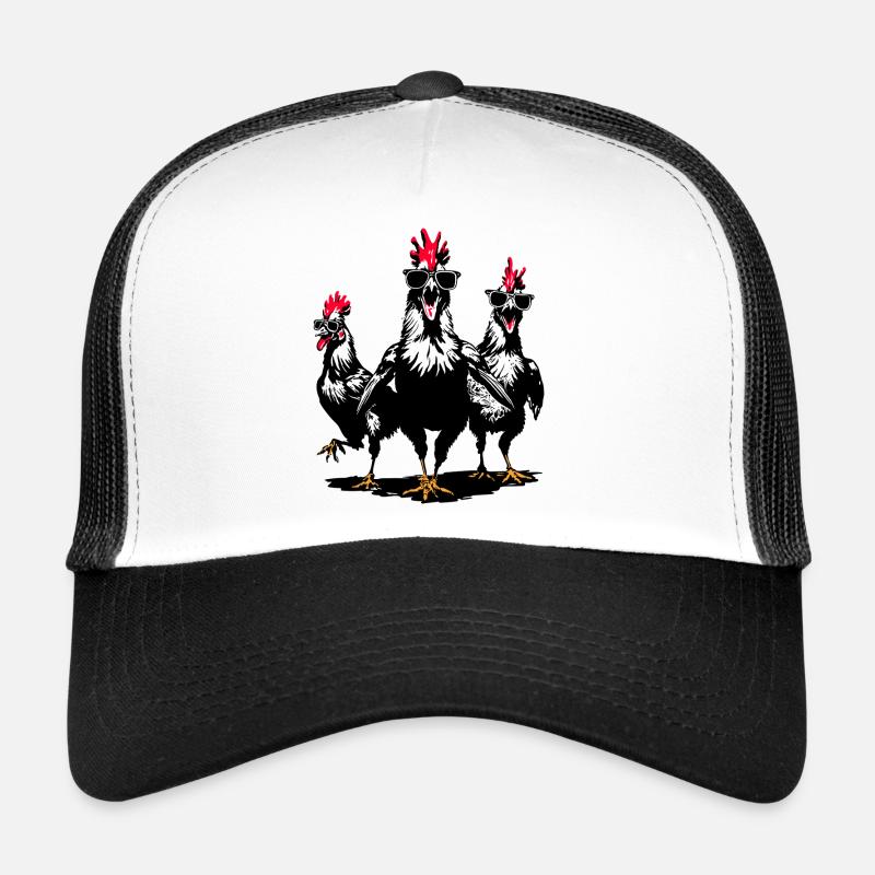 Drôles de poulets avec des lunettes de soleil - Gockel Fun Casquette trucker 