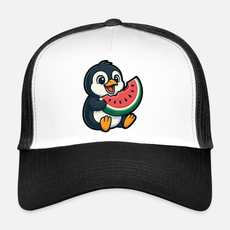 Penguin with Watermelon Summer Fruit Trucker Cap