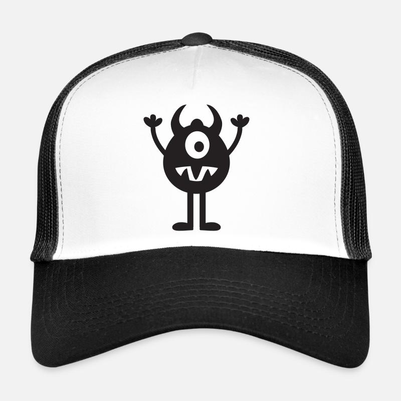 Mignon monstre heureux avec des cornes style dessin animé Casquette trucker 