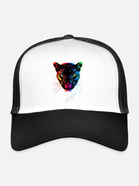 Panthère Léopard Grand Chat Mignon Gros Chat Panter - Casquette trucker  - blanc/noir - Devant