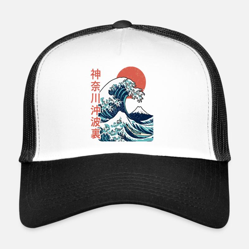 Die große Welle vor Kanagawa - Trucker Cap - Weiß/Schwarz