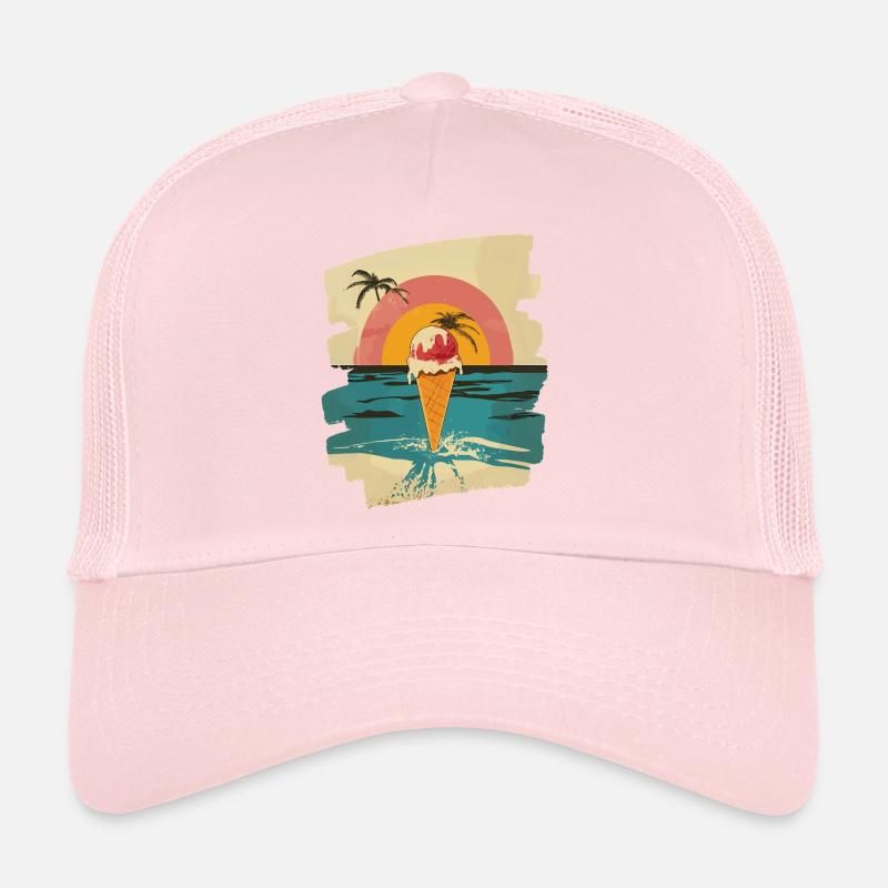 Glace et boule de glace coucher de soleil d’été Casquette trucker 