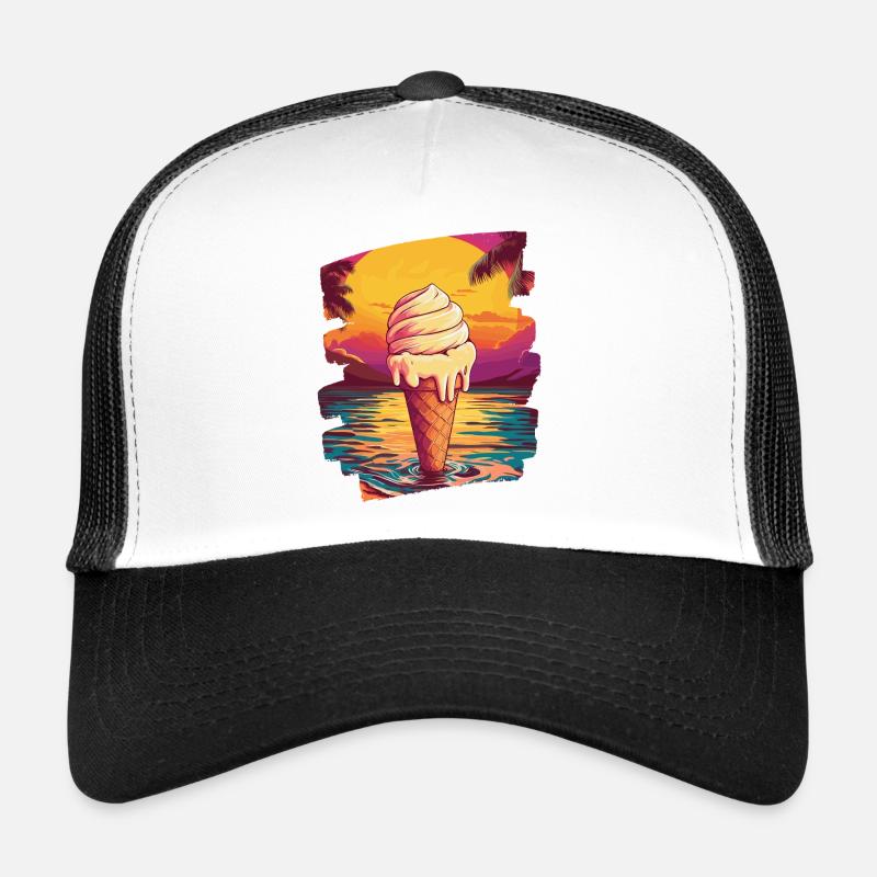 Glace et boule de glace coucher de soleil d’été Casquette trucker 