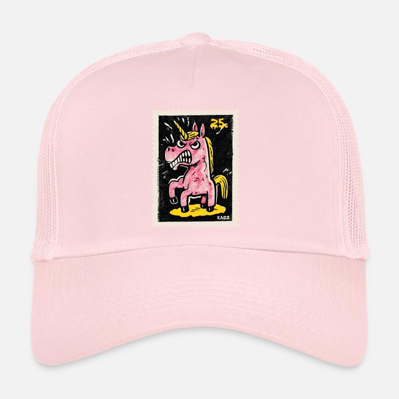 Wütendes Einhorn als Comic-Briefmarke Trucker Cap
