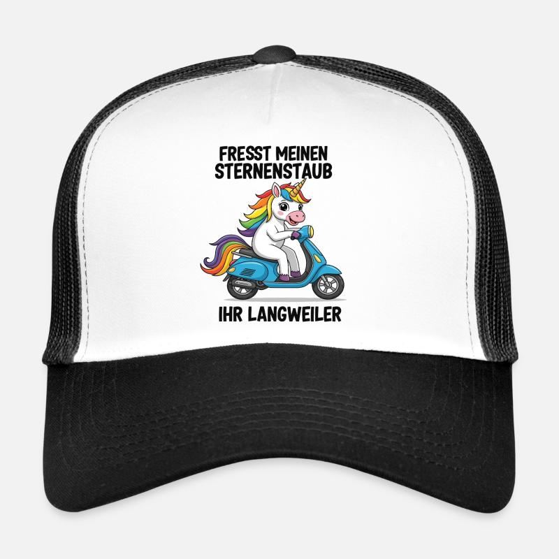Roller-Einhorn - Trucker Cap - Weiß/Schwarz