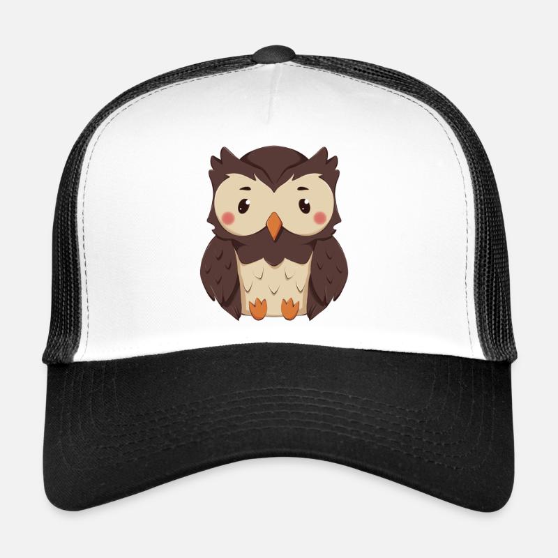 Eule - Trucker Cap - Weiß/Schwarz