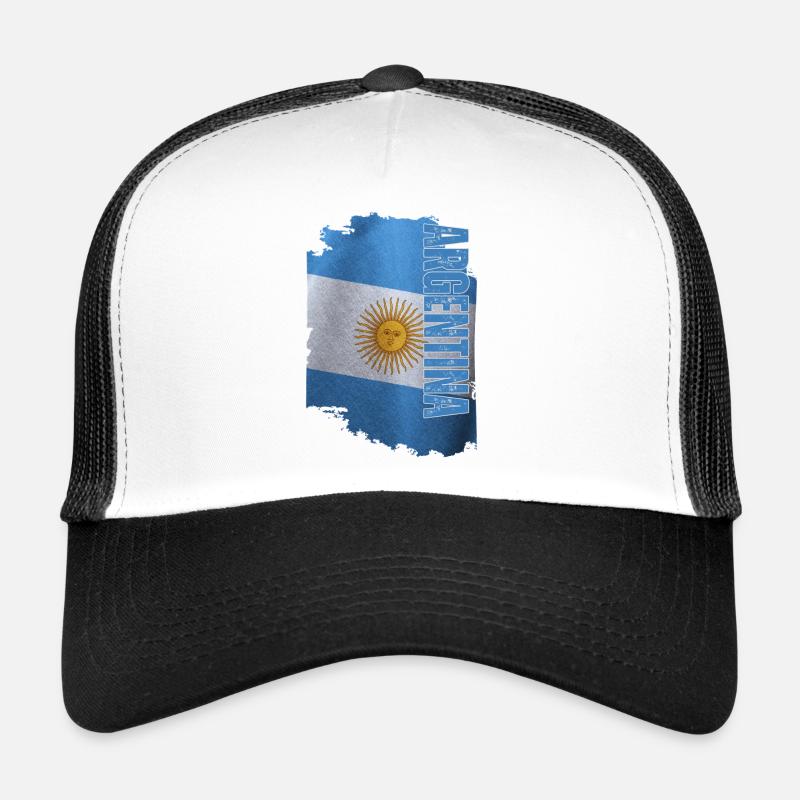 Vertikale argentinische Flagge, ich liebe Argentinien - Trucker Cap - Weiß/Schwarz
