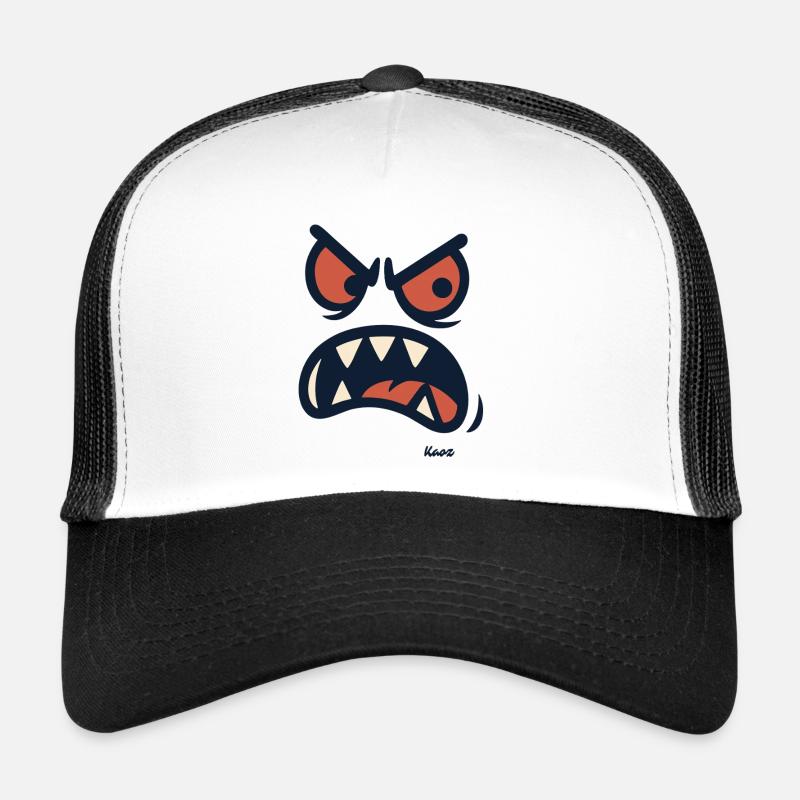 Angry cartoon face with teeth Trucker Cap