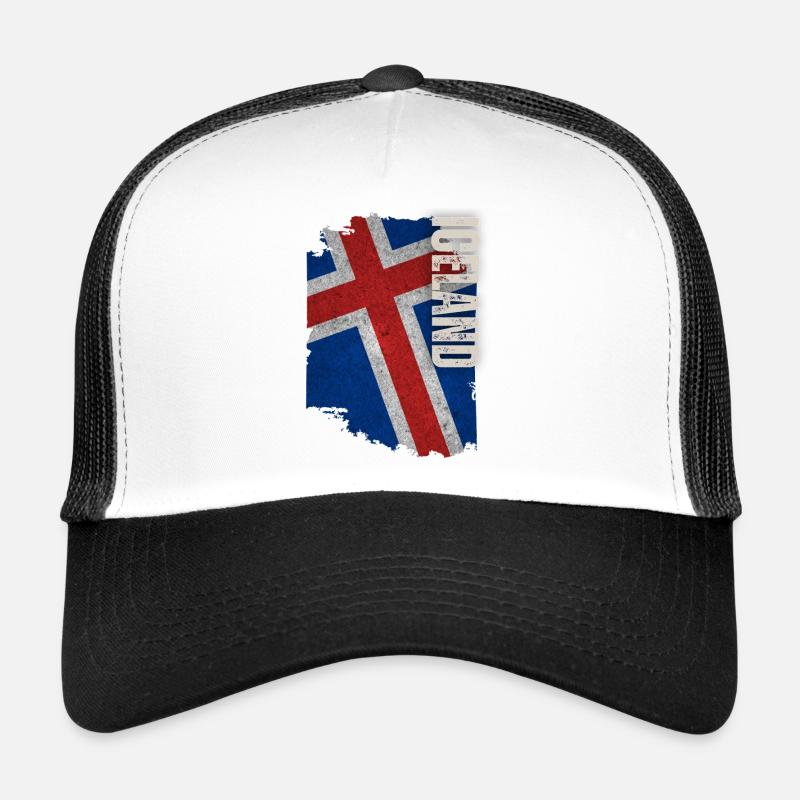 Vertical Iceland flag, I love Iceland Trucker Cap