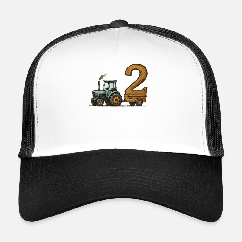 Tracteur d’anniversaire avec remorque 2 ans d’anniversaire Casquette trucker 