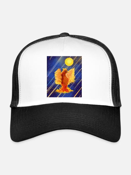 Oiseau de feu lumineux cosmique : Cyber-Semurg - Casquette trucker  - blanc/noir - Devant