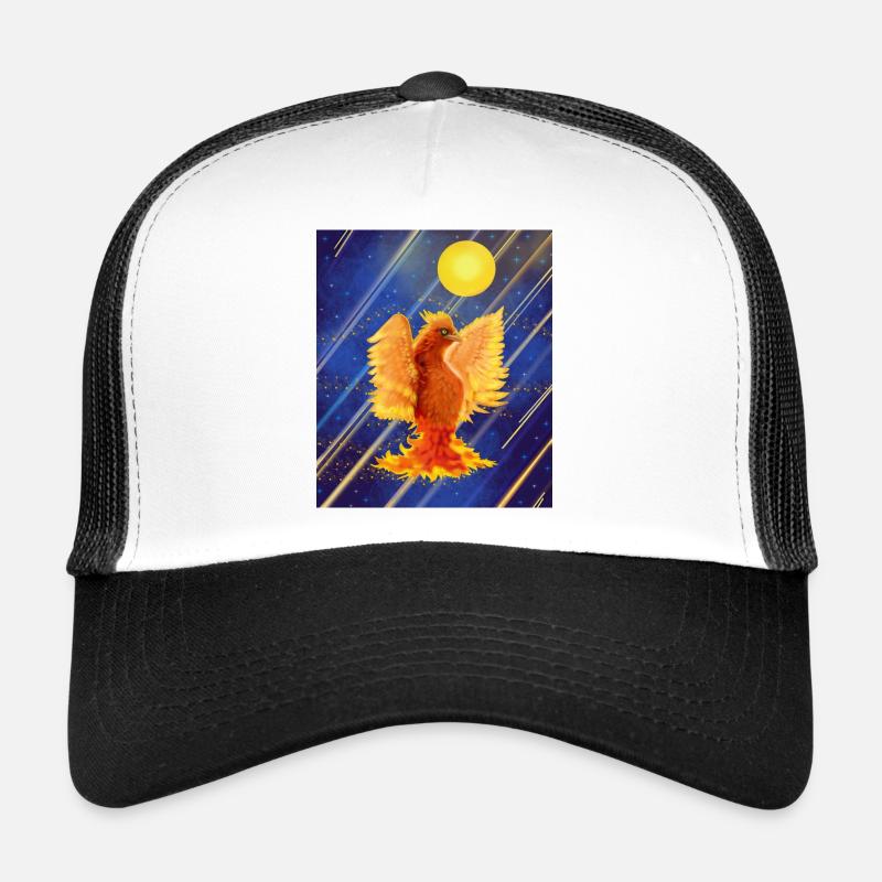 Oiseau de feu lumineux cosmique : Cyber-Semurg - Casquette trucker  - blanc/noir
