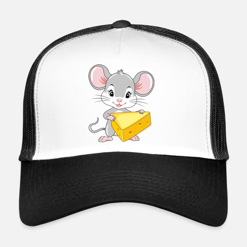 Mignon bébé souris avec un morceau de fromage Casquette trucker 