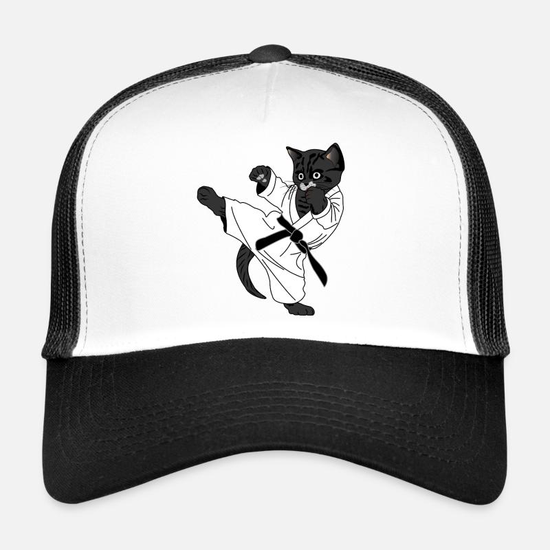 Chat noir karaté coup de pied, coup de pied Casquette trucker 