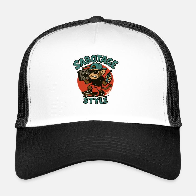 Cooler Affe mit Skateboard und Spraydose Style Trucker Cap