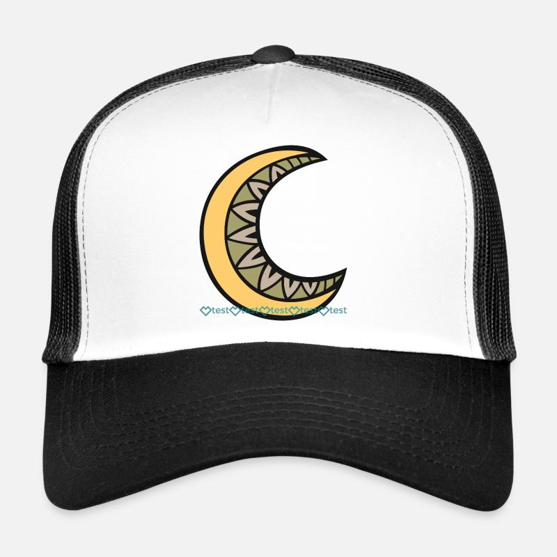Moon pattern with geometric leaf décor motif Trucker Cap