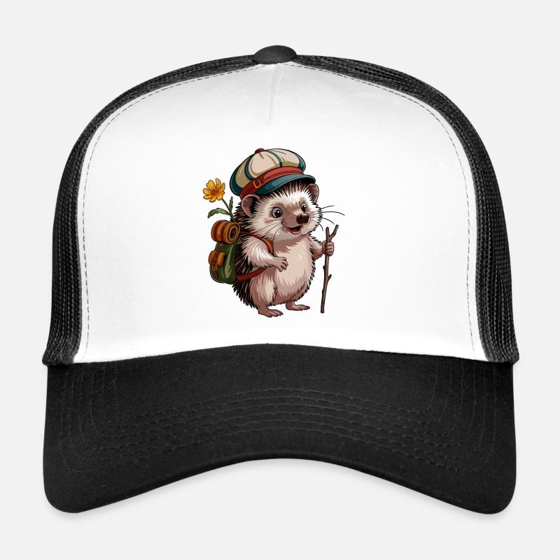 Hedgehog with backpack on the move Trucker Cap