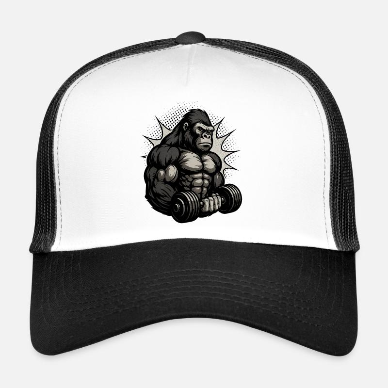 Strong Gorilla Force Pattern - Trucker Cap - white/black