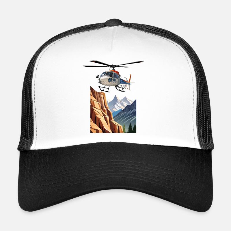 Helicopter in the mountains Trucker Cap
