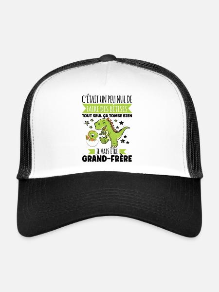 Enfant Futur Annonce Grossesse Grand Frère - Casquette trucker  - blanc/noir - Devant