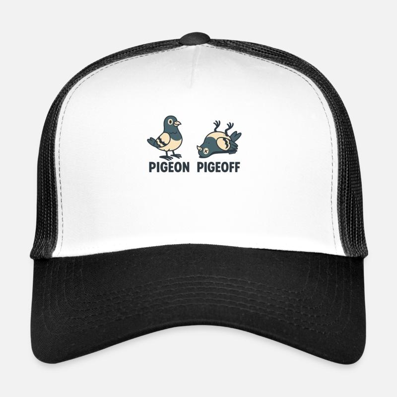 Standing and lying pigeon ON and OFF Trucker Cap