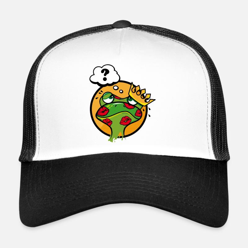 Grenouille embrassée avec couronne et point d’interrogation Casquette trucker 