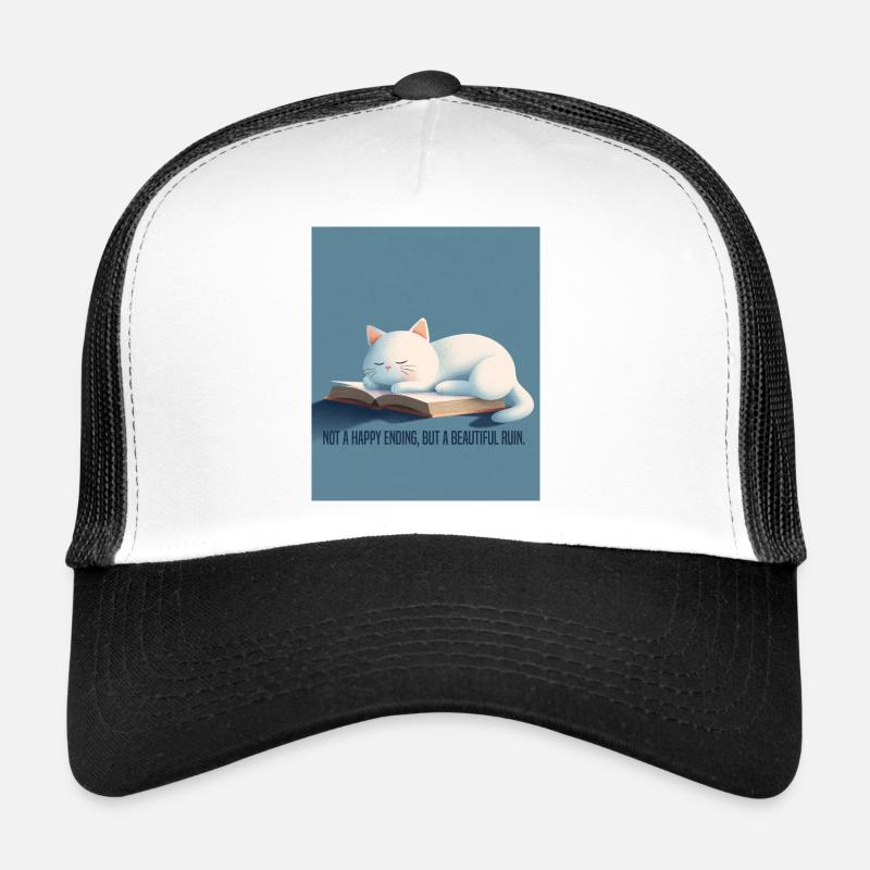 BookTok Aesthetic – Sleeping Cat & Beautiful Ruin Trucker Cap