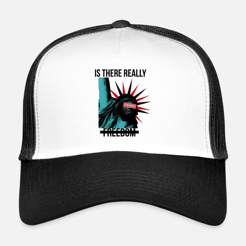 Rebellische Statue mit Censorship-Elementen - Trucker Cap - Weiß/Schwarz
