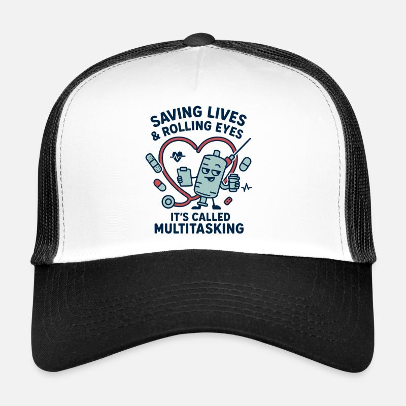 Multitasking Rettungsherz Design - Trucker Cap - Weiß/Schwarz