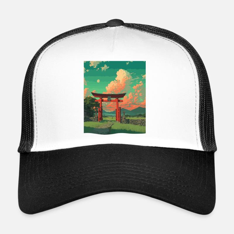 Serein Torii Gate Scène De Coucher De Soleil Casquette trucker 